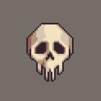 Pixel art human skull illustration vector for game