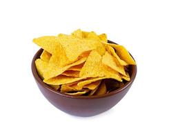 Nachos with cheese. Corn chips isolated on white background photo