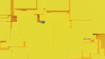 Overlapping yellow square shapes on blue background then gradually disappeared. Animation, 3D Render. video