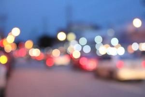 Bokeh from car lights at night - images photo