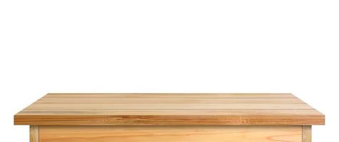 wooden table isolated on white background with clipping path photo
