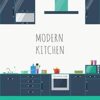 Minimalist kitchen Flat Design Gift Card Pattern background vector