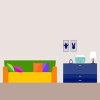 sofá sofá cama salón sala de estar diseño de interiores icono elemento patrón de fondo. vector