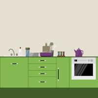 Minimalist kitchen Flat Design Gift Card Pattern background vector