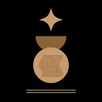 silueta de símbolo de oro beige minimalista boho. plantilla de impresión de póster boho. fondo de patrón de icono de elemento gráfico boho vector