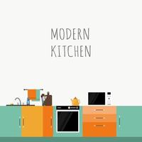 Minimalist kitchen Flat Design Gift Card Pattern background vector