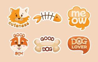 Collection Of Cute Stickers About Dogs And Cats vector