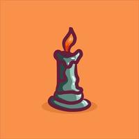 Candle illustration hand drawn on orange background vector