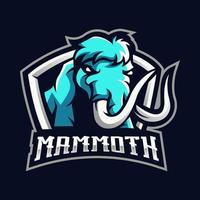 vector de diseño de logotipo de mascota mamut con estilo de concepto de ilustración moderno para la impresión de insignias, emblemas y camisetas. cabeza de mamut en escudo para el equipo de esport