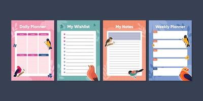 Journal Template with Birds and Plants Element Design vector