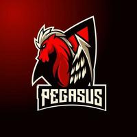 Pegasus athletic club vector logo concept isolated on dark background for badge, emblem and t shirt printing. Modern sport team mascot badge design.