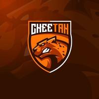 Cheetah mascot logo design with modern illustration concept style for badge, emblem and t shirt printing. Angry Cheetah illustration for sport and e-sport team. vector