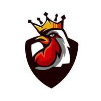 diseño del logotipo de la mascota del rey gallo vector
