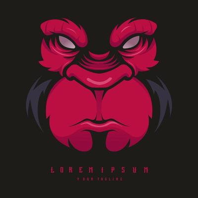 gorilla face mascot logo design illustration vector for avatar gaming