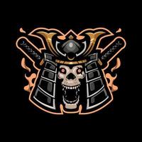 skull samurai mascot logo design illustration vector