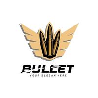 Bullet logo design illustration with wing shield vector