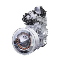 Hybrid car engine isolated on white background with clipping path photo