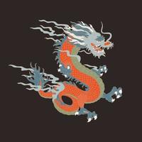 Japanese Dragon Illustration. Hand Drawn Vector Graphics For Tshirt Prints And Other Uses.