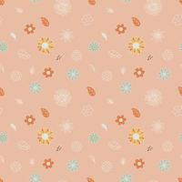 Seamless Pattern With Doodle Style Flowers. Hippie Print Concept. vector