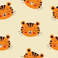 Tiger seamless pattern in abstract style for children. Graphic color background. Vector baby illustration design. Abstract art botanical background vector.