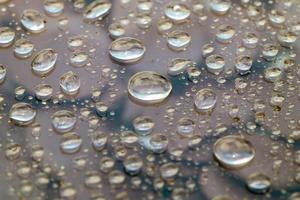 Droplet of water on chocolate coin for background. photo