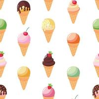 Endless pattern with different ice cream cones. vector