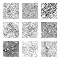 Square with wavy abstract line texture vector set