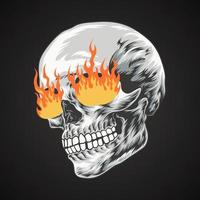 Skull head with burning eyes vector