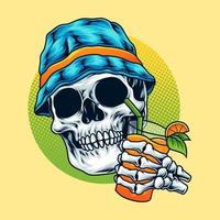 Skull with a drink in summer