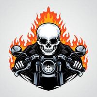 Skull biker emblem vector