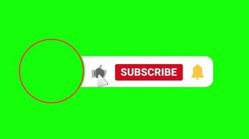prenumerantikon, klockaviseringsikon och mall för grön skärm för gilla-knapp. video