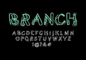 Font with messy tree branch texture. Vector font for typography, title writing, poster or logo needs