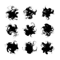 Collection of clumped abstract black paint. Vector illustration