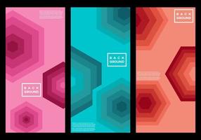 Abstract background with colored hexagon lines. Vector set illustration