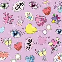 Vector doodle romantic drawing. design concept for fashion textile print, packaging and Valentine's day backgrounds