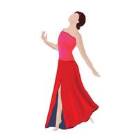 woman dancing ballroom dancing, school prom, wedding dance, vector illustration