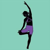 silhouette of a dark-skinned girl is engaged in yoga, meditation vector