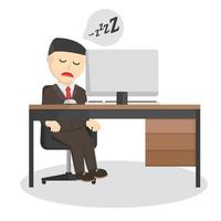 businessman feel sleepy to work overtime design character on white background vector