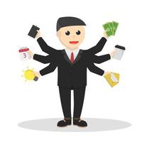 businessman have a many hand design character on white background vector