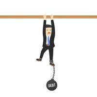 businessman hanging with debt burden design character on white background