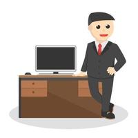 businessman on office desk design character on white background vector