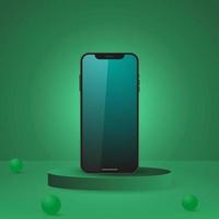 Realistic smartphone vector mockup with screen on the podium