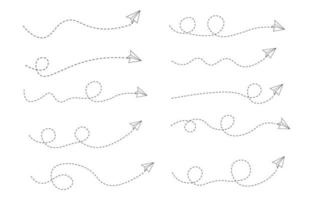 Set of Dashed Line Airplane Route vector