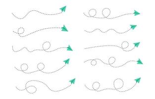 conjunto de ruta de avión de línea discontinua vector