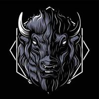 Animal Head, Bull, Buffalo vector logo, icon illustration mascot, Design element for logo, poster, card, banner, emblem, t shirt. Vector illustration