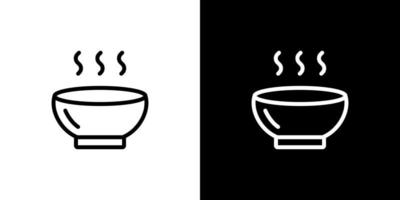 tazón, ramen caliente, vector de icono de sopa en estilo de línea