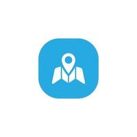 Map, location marker icon vector on square button