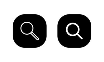 Search, magnifying glass icon vector on square button