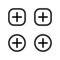 Add button icon vector of social media elements. Cross, plus sign symbol in line style