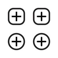 Add button icon vector of social media elements. Cross, plus sign symbol in line style